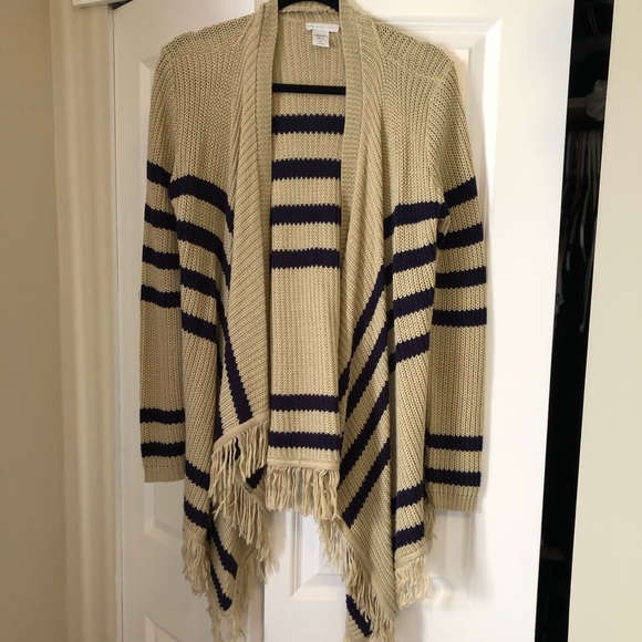 NY&C Tan & Navy Open sweater - Picture 1 of 3